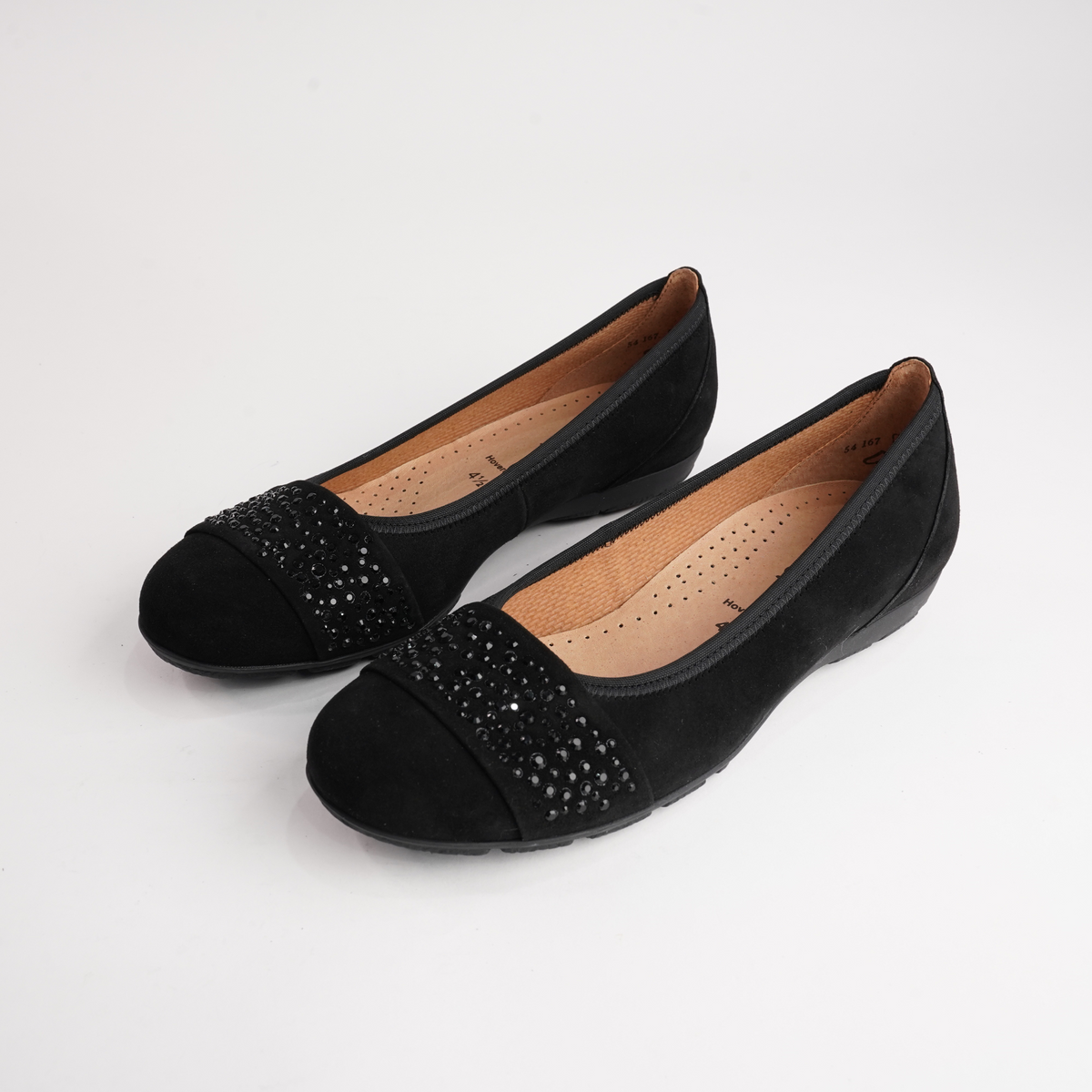 Greta Black Suede Leather Ballet Flats - GABOR | Shouz