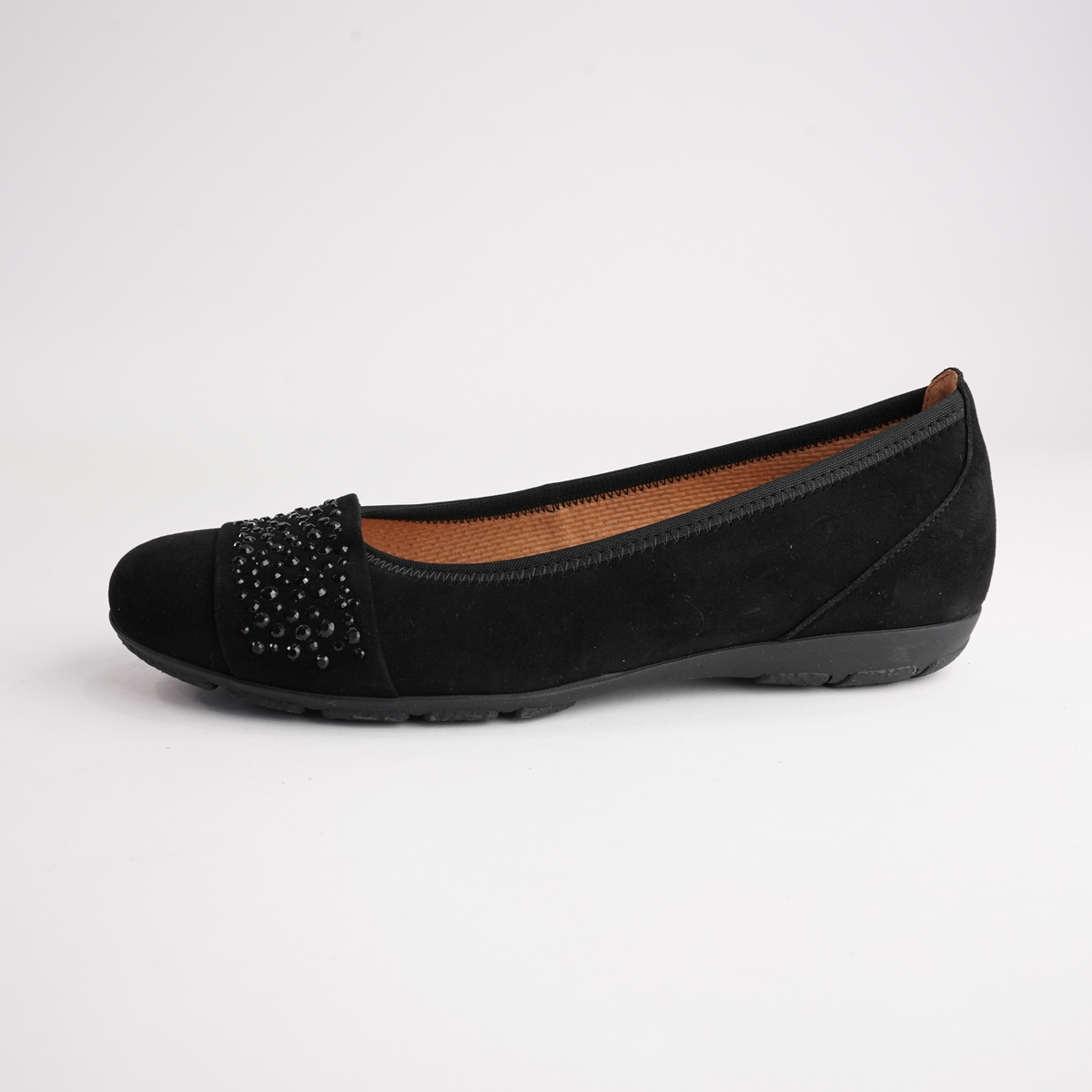 Greta Black Suede Leather Ballet Flats - GABOR | Shouz