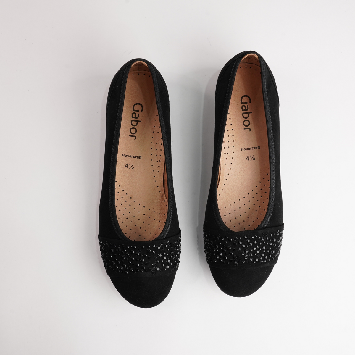 Greta Black Suede Leather Ballet Flats - GABOR | Shouz