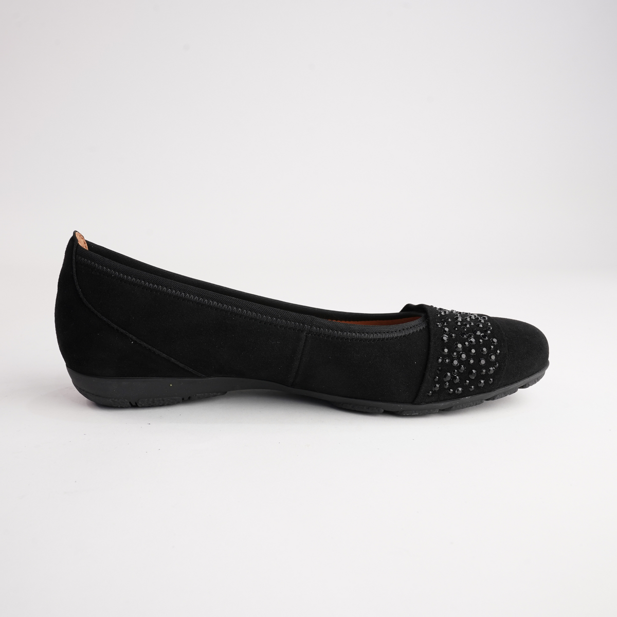 Greta Black Suede Leather Ballet Flats - GABOR | Shouz