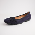 Greta Navy Suede Leather Ballet Flats