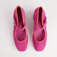 Podium Hot Pink Suede Heels - BRESLEY | Shouz