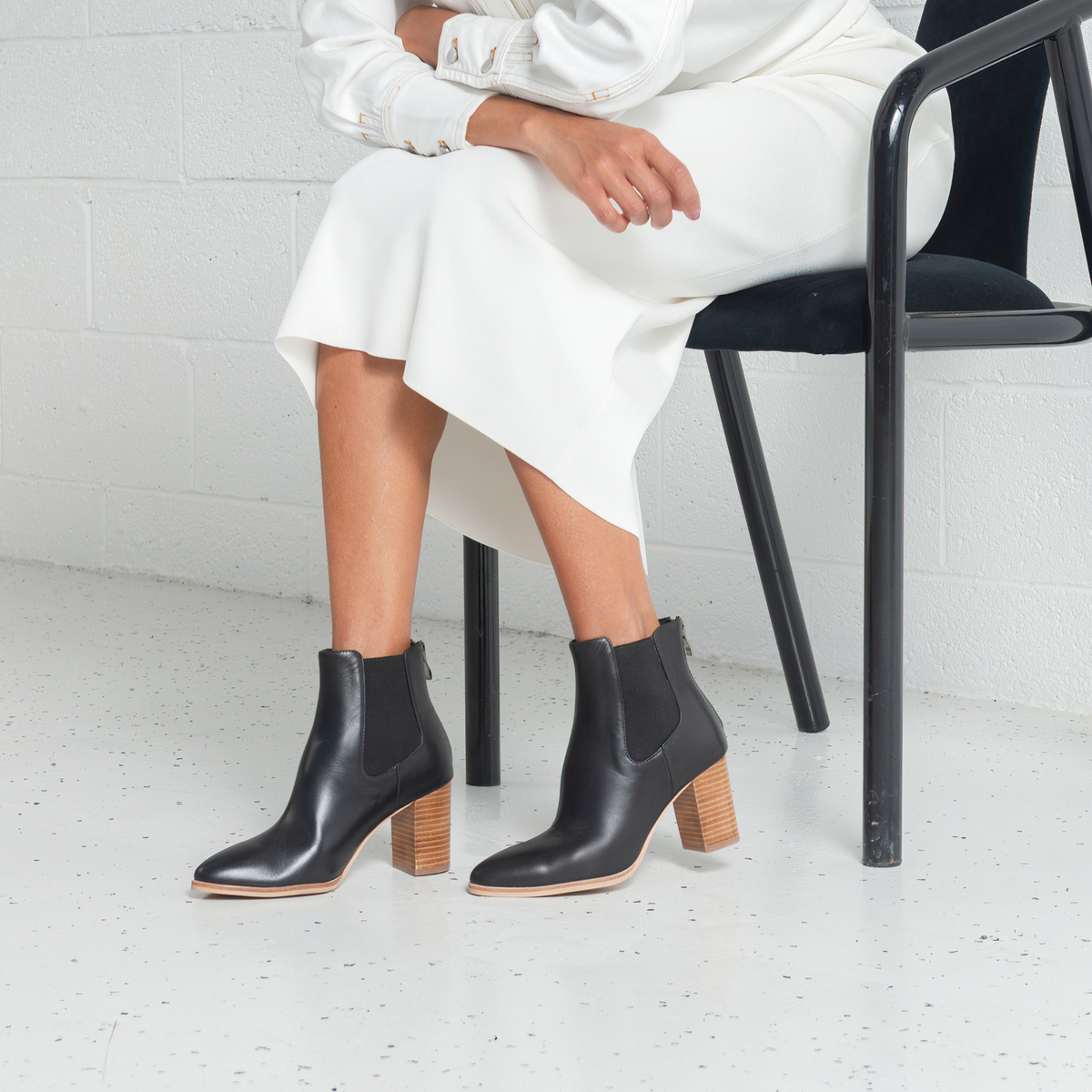 Ayer Black / Natural Leather Ankle Boots