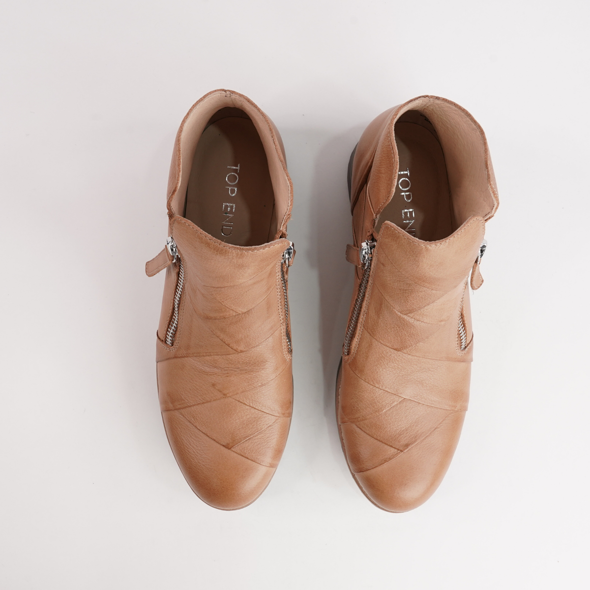 Omeah Dark Tan/ Choc Sole Leather Ankle Boots