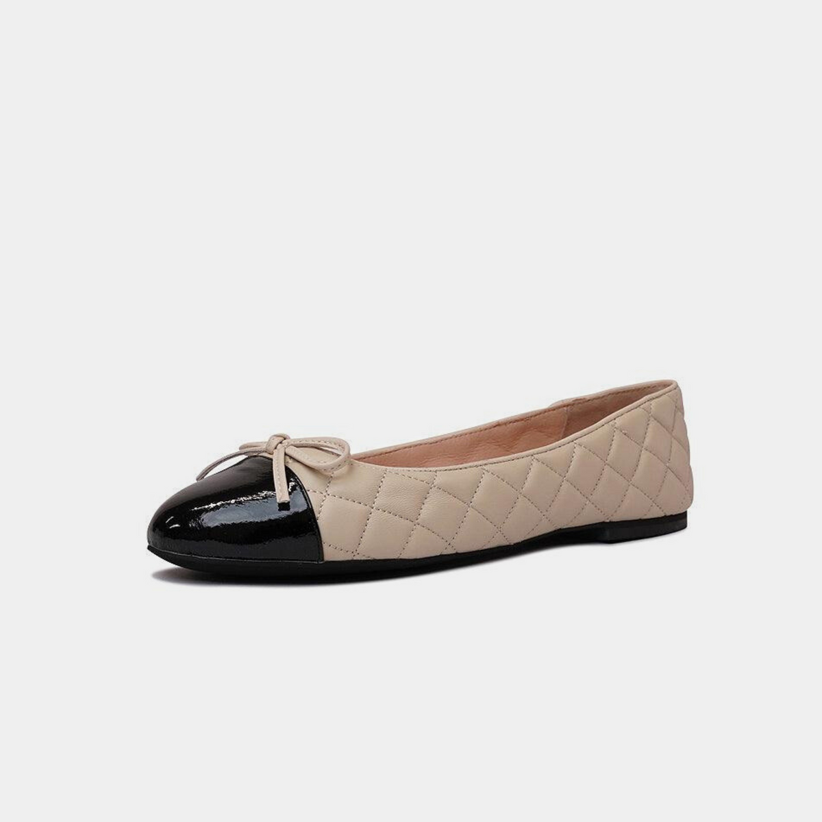 Belie Black Patent/ Cream Leather Ballet Flats - MOLLINI | Shouz