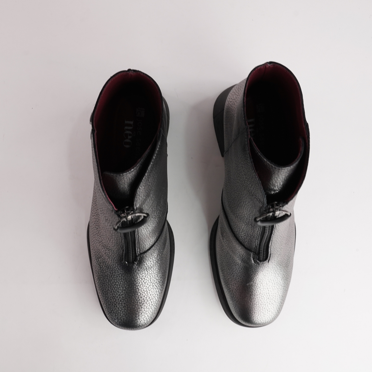 Js-5439 Acero Metal Leather Ankle Boots