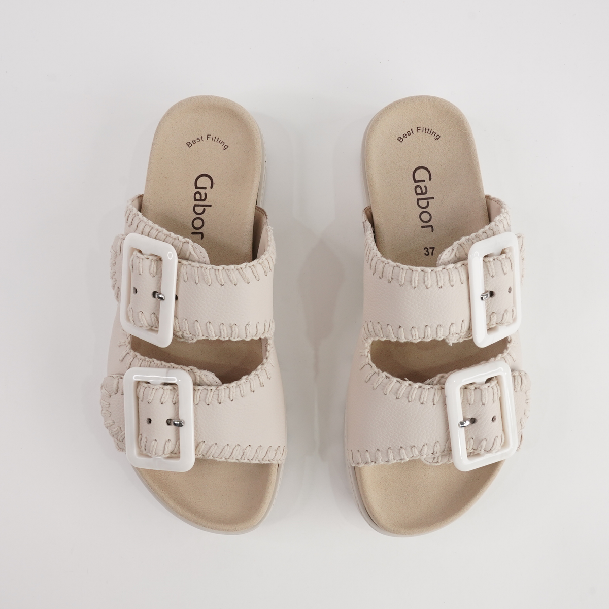 Rita Creme Leather Slides - GABOR | Shouz