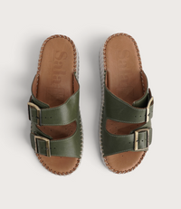 Solena Dark Olive Leather Slides