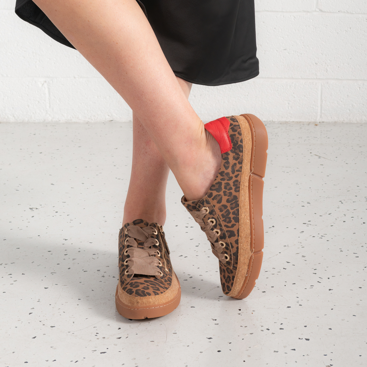 Torayne Camel Leopard Suede/ Red Multi Leather Sneakers - DJANGO AND JULIETTE | Shouz