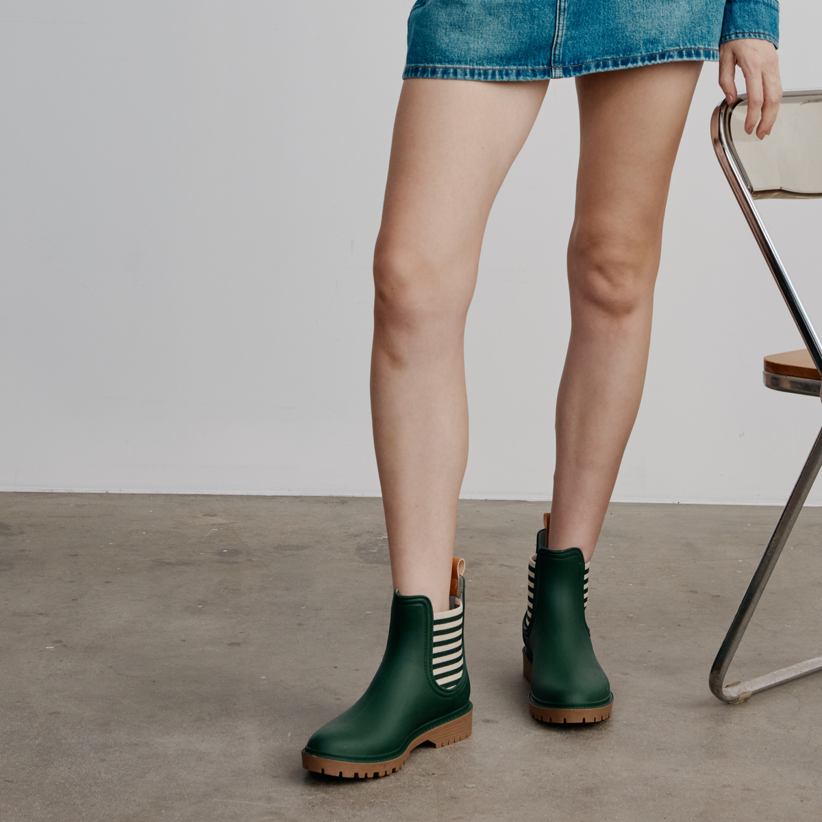 Laurina Deep Green Stripe Gumboots - DIANA FERRARI | Shouz
