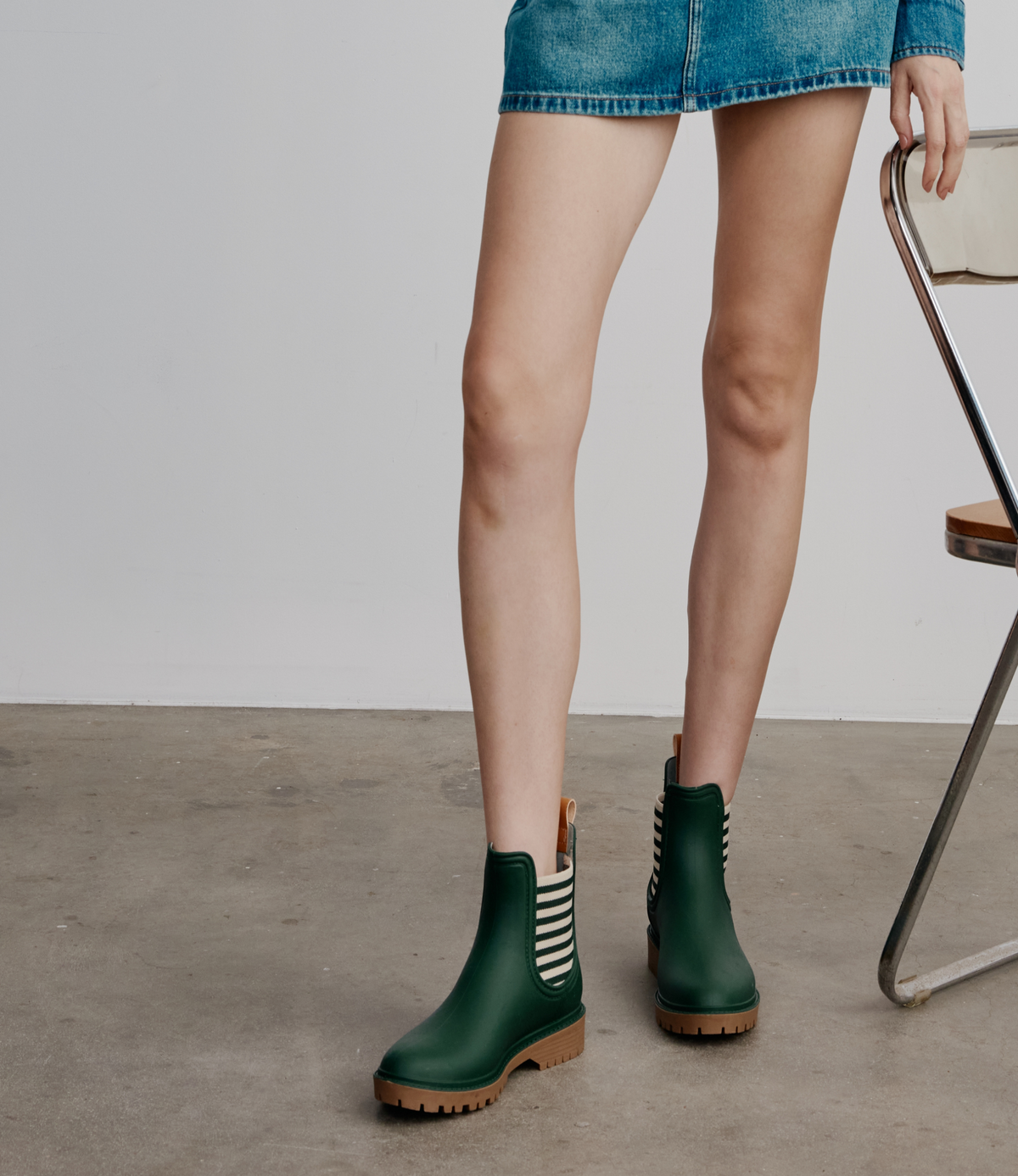 Laurina Deep Green Stripe Gumboots - DIANA FERRARI | Shouz