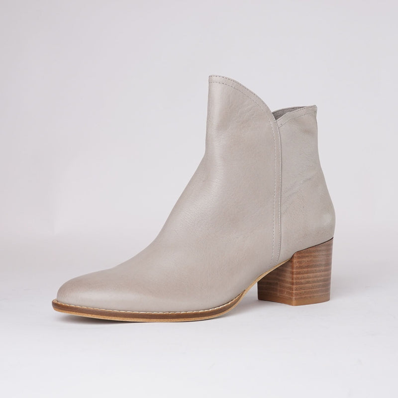 Mockas Taupe Leather Ankle Boots