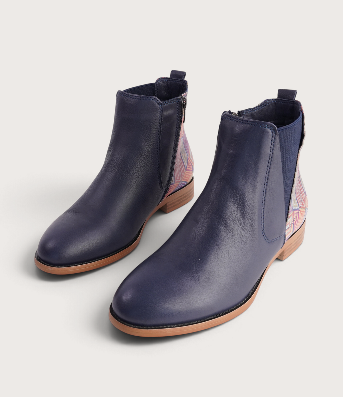 Gabby Deep Ocean Mosaic Leather Ankle Boots