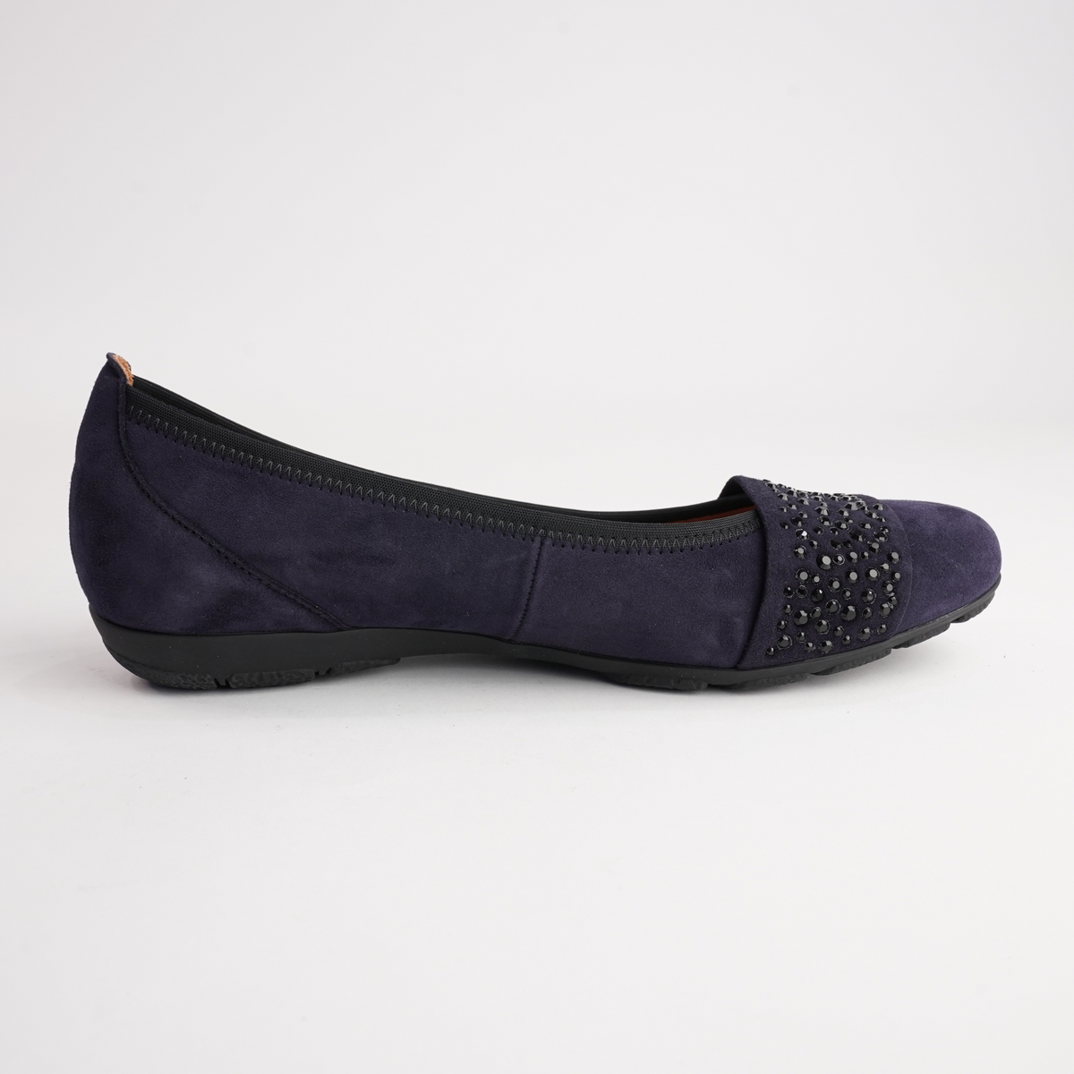 Greta Navy Suede Leather Ballet Flats - GABOR | Shouz
