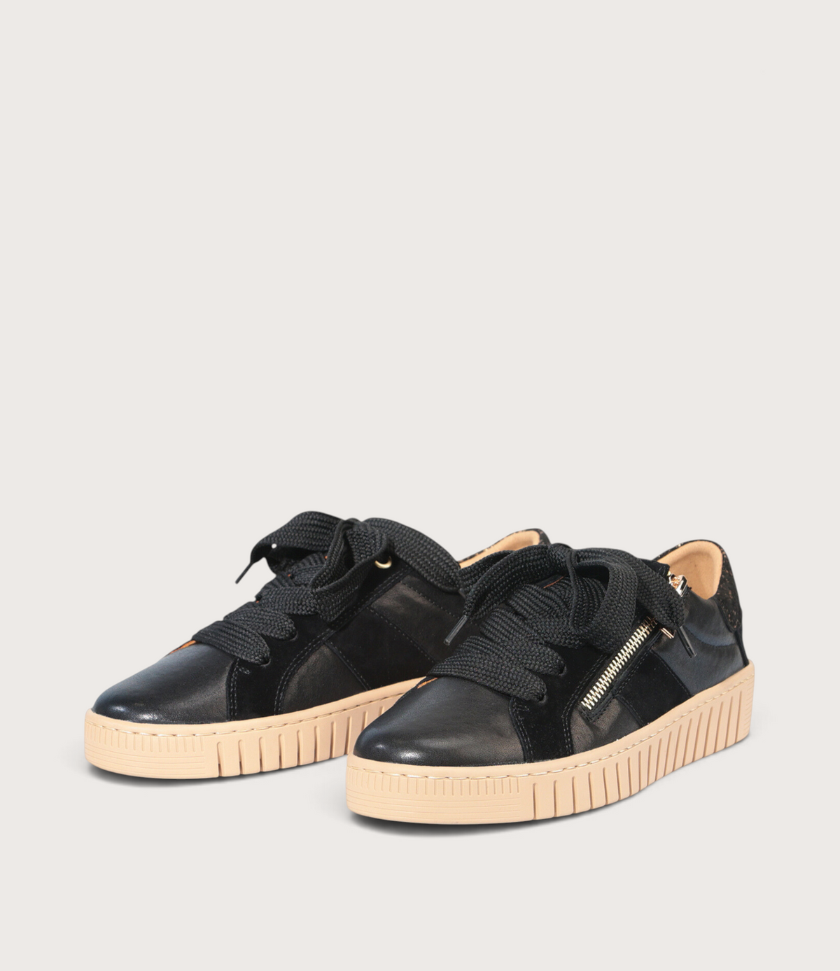 Tinah Black/ Gold Marble Leather Sneakers