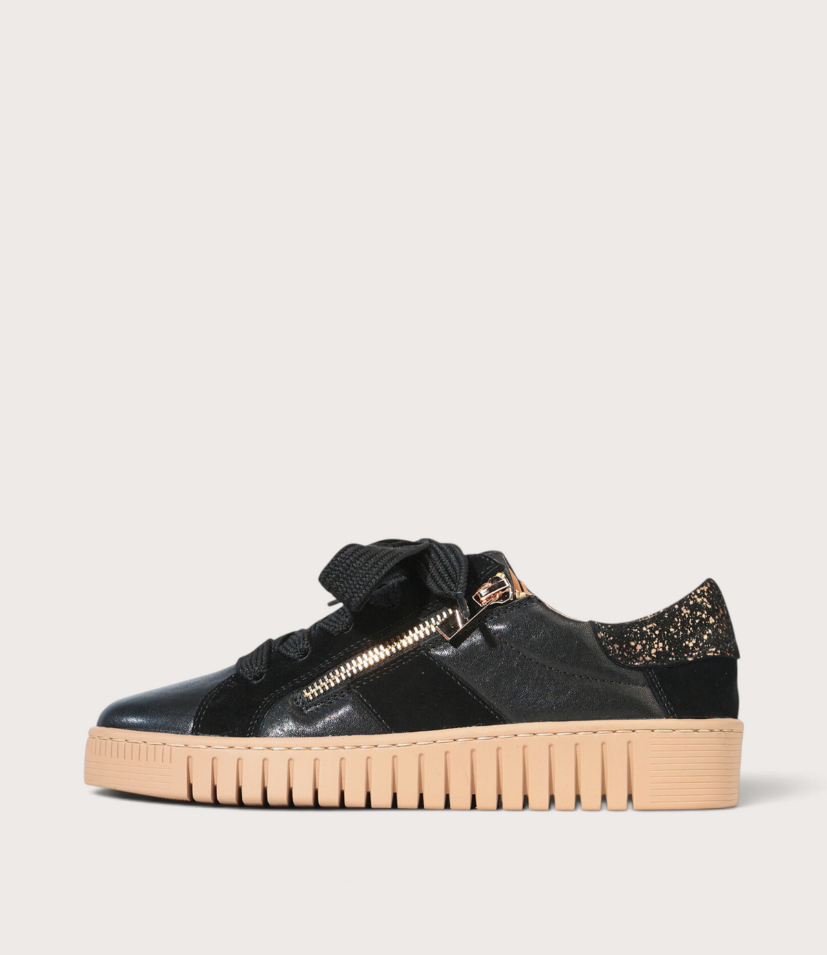 Tinah Black/ Gold Marble Leather Sneakers