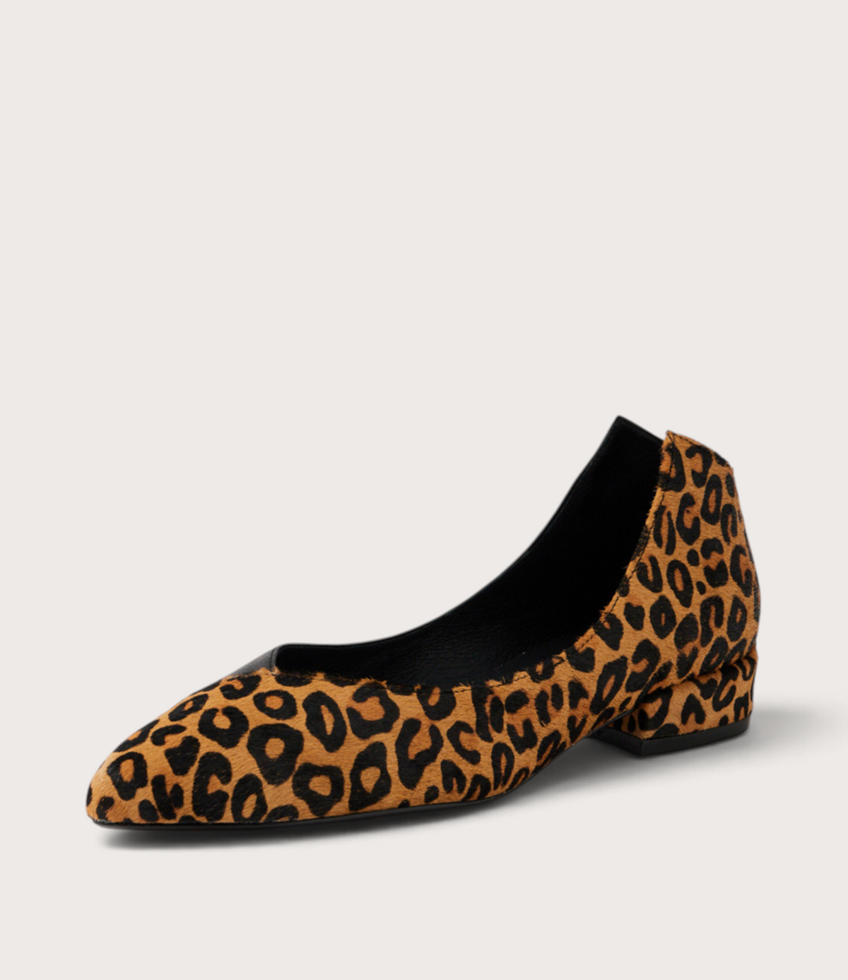 Ewa Light Tan Leopard Pony Leather Ballet Flats