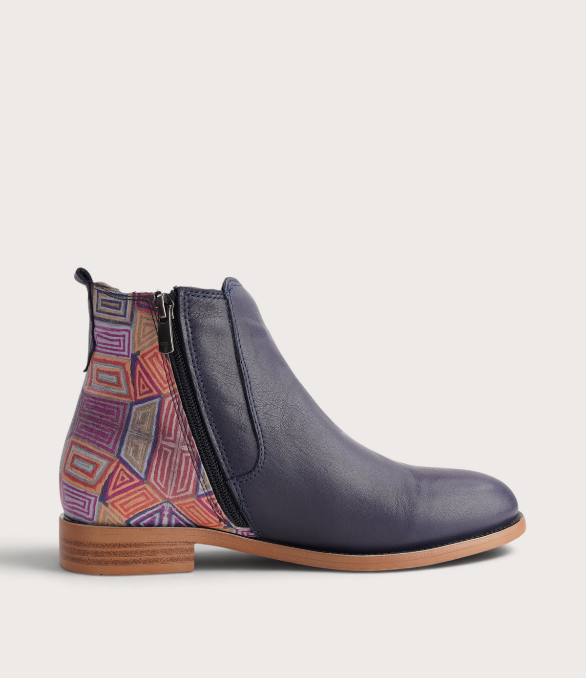 Gabby Deep Ocean Mosaic Leather Ankle Boots
