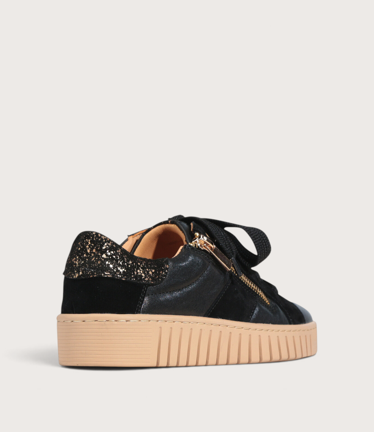 Tinah Black/ Gold Marble Leather Sneakers