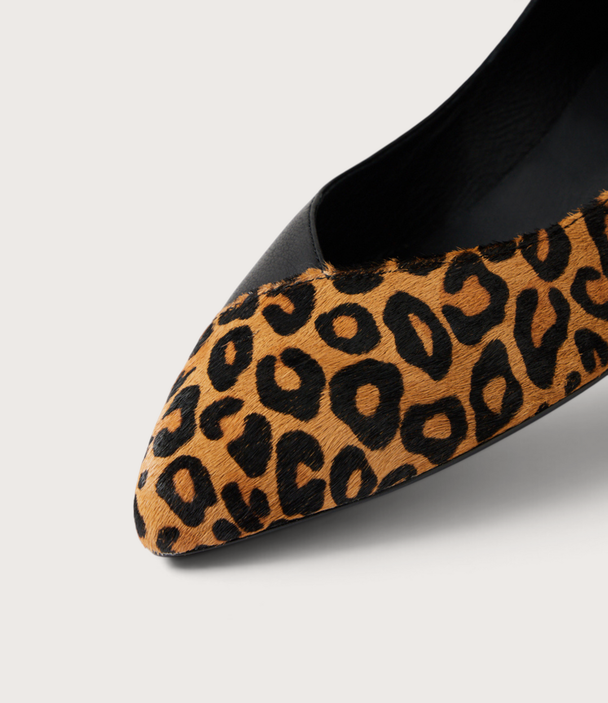 Ewa Light Tan Leopard Pony Leather Ballet Flats