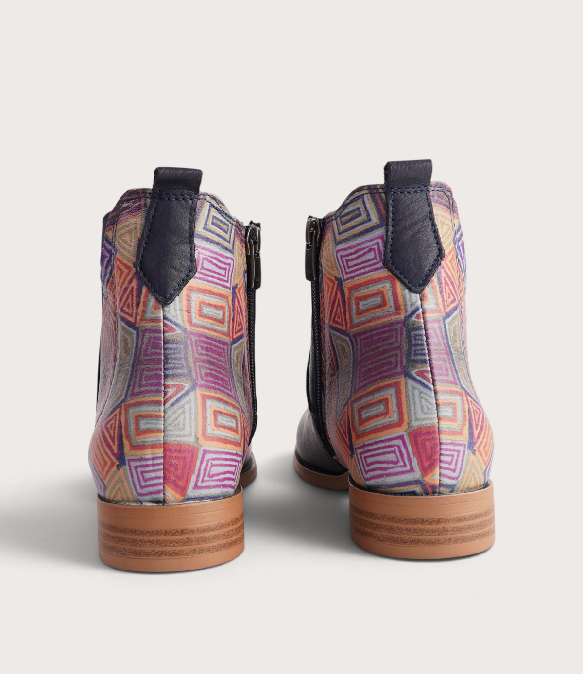 Gabby Deep Ocean Mosaic Leather Ankle Boots