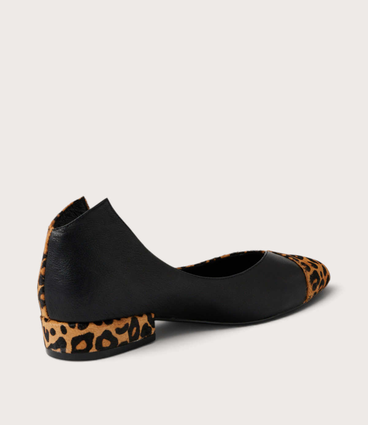Ewa Light Tan Leopard Pony Leather Ballet Flats