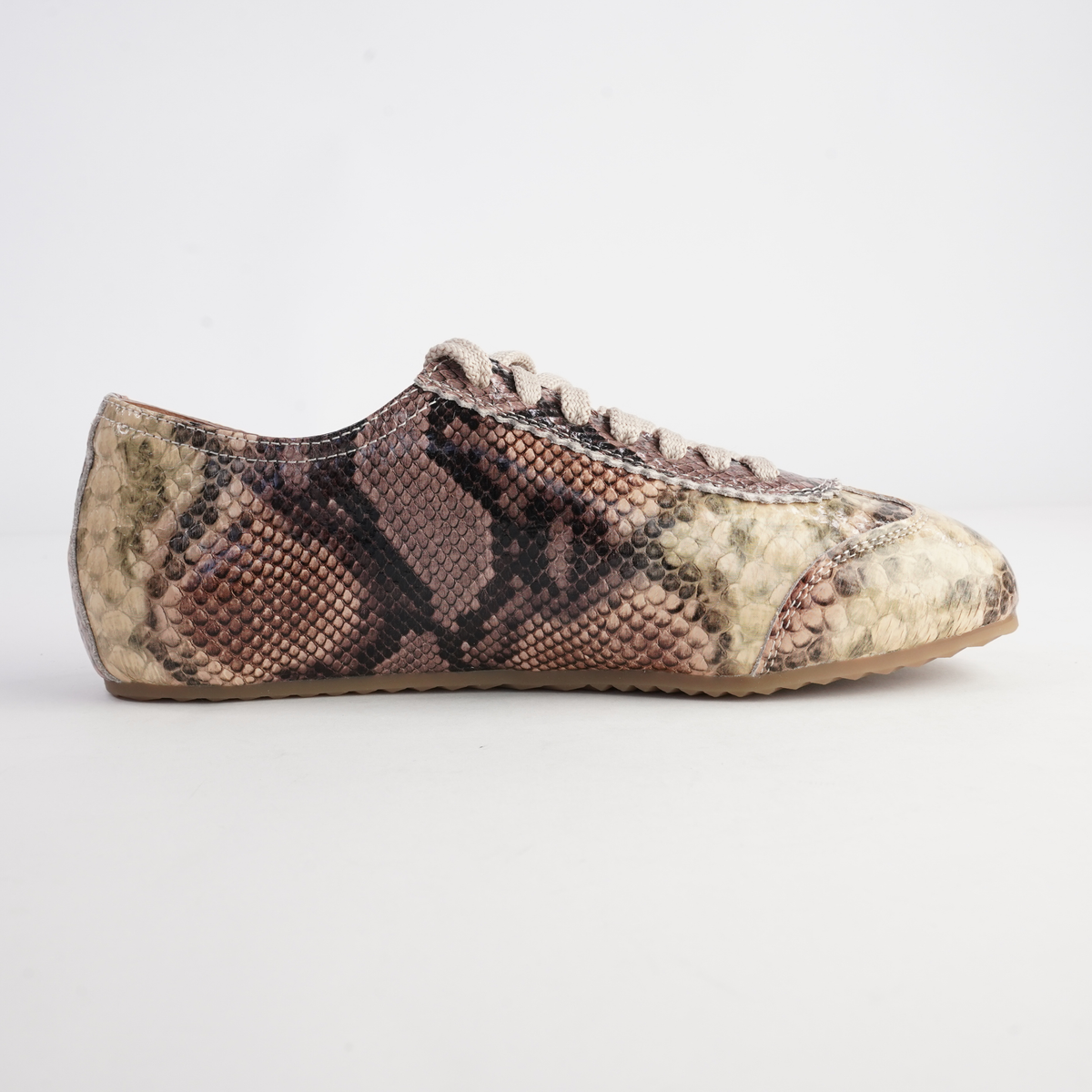 Quinn Natural Multi Snake Leather Sneakers - ALFIE AND EVIE | Shouz