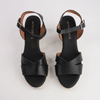 Remi Doya Negro Leather Espadrille Wedges