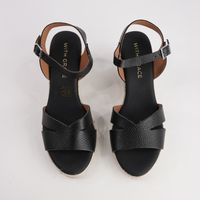 Remi Doya Negro Leather Espadrille Wedges