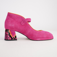 Podium Hot Pink Suede Heels - BRESLEY | Shouz