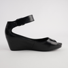 Sangria Black Leather Wedges