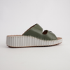 Solena Dark Olive Leather Slides