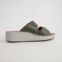 Solena Dark Olive Leather Slides