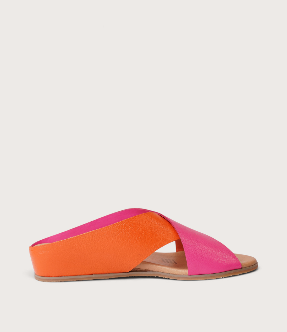 Harli New Orange/ Hot Pink Leather Slides