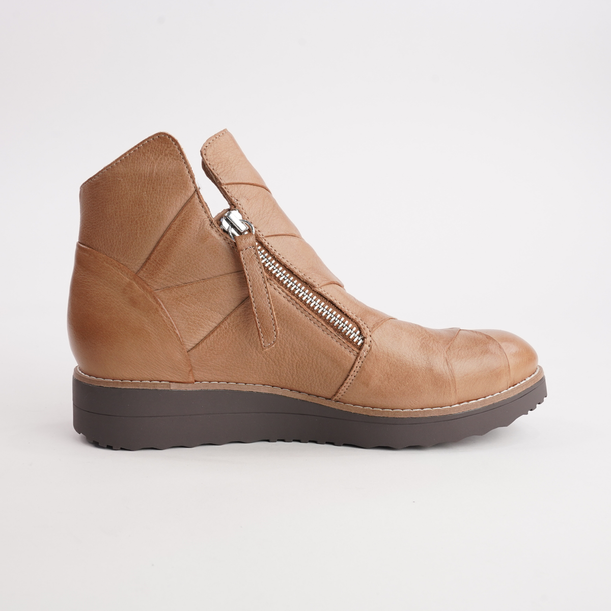 Omeah Dark Tan/ Choc Sole Leather Ankle Boots
