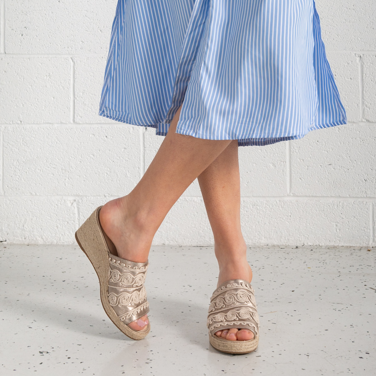 Pelexa Champagne/ Natural Espadrille Wedges - DJANGO AND JULIETTE | Shouz
