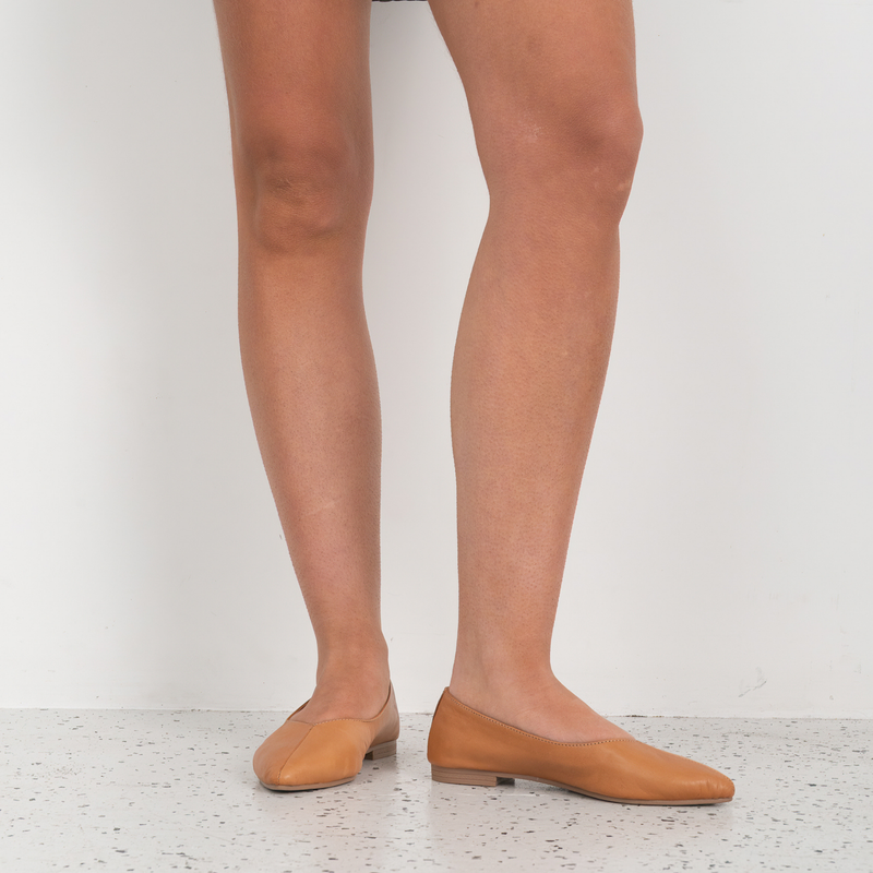 Celeste Coconut Leather Ballet Flats