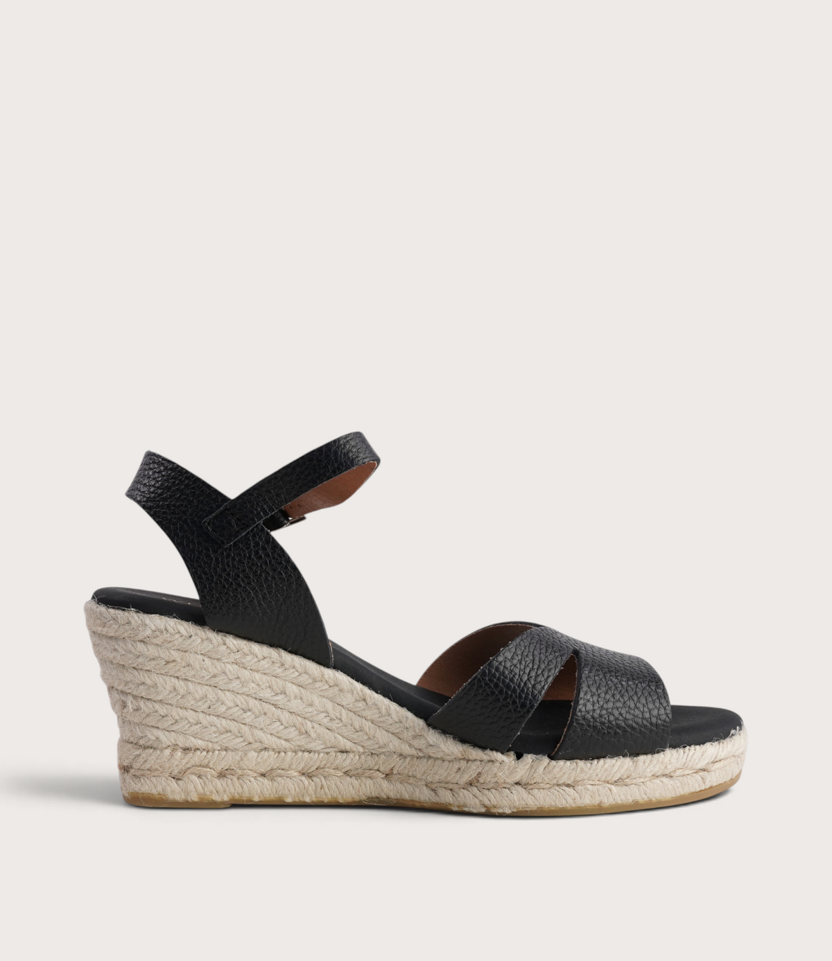 Remi Doya Negro Leather Espadrille Wedges