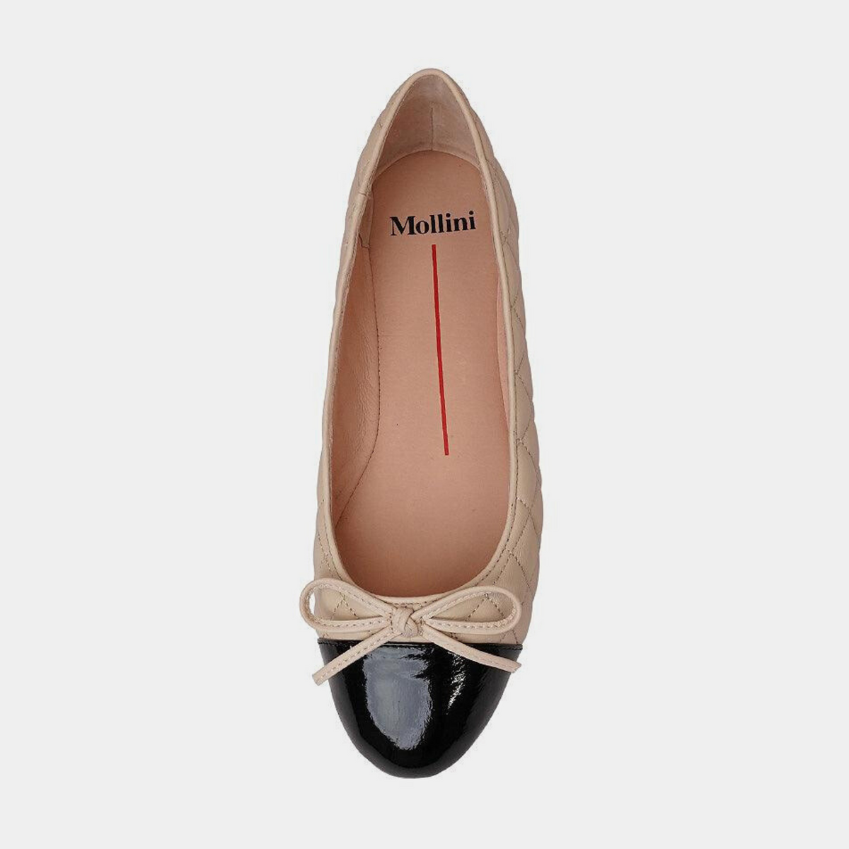 Belie Black Patent/ Cream Leather Ballet Flats - MOLLINI | Shouz