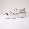 Bello White & Silver Shrunken Leather Sneakers