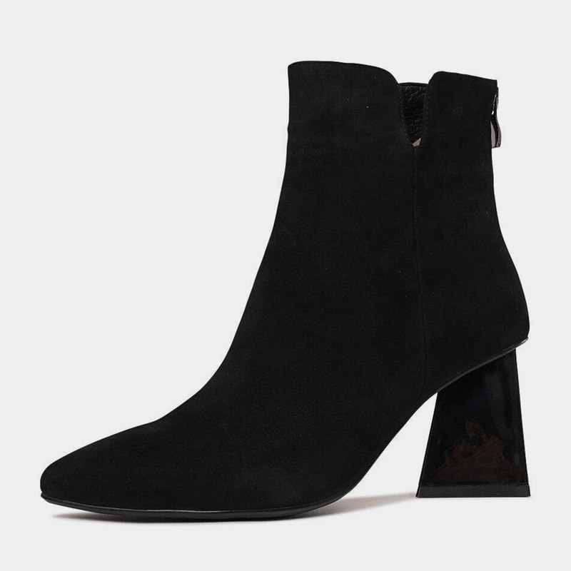 Harini Black Suede Ankle Boots