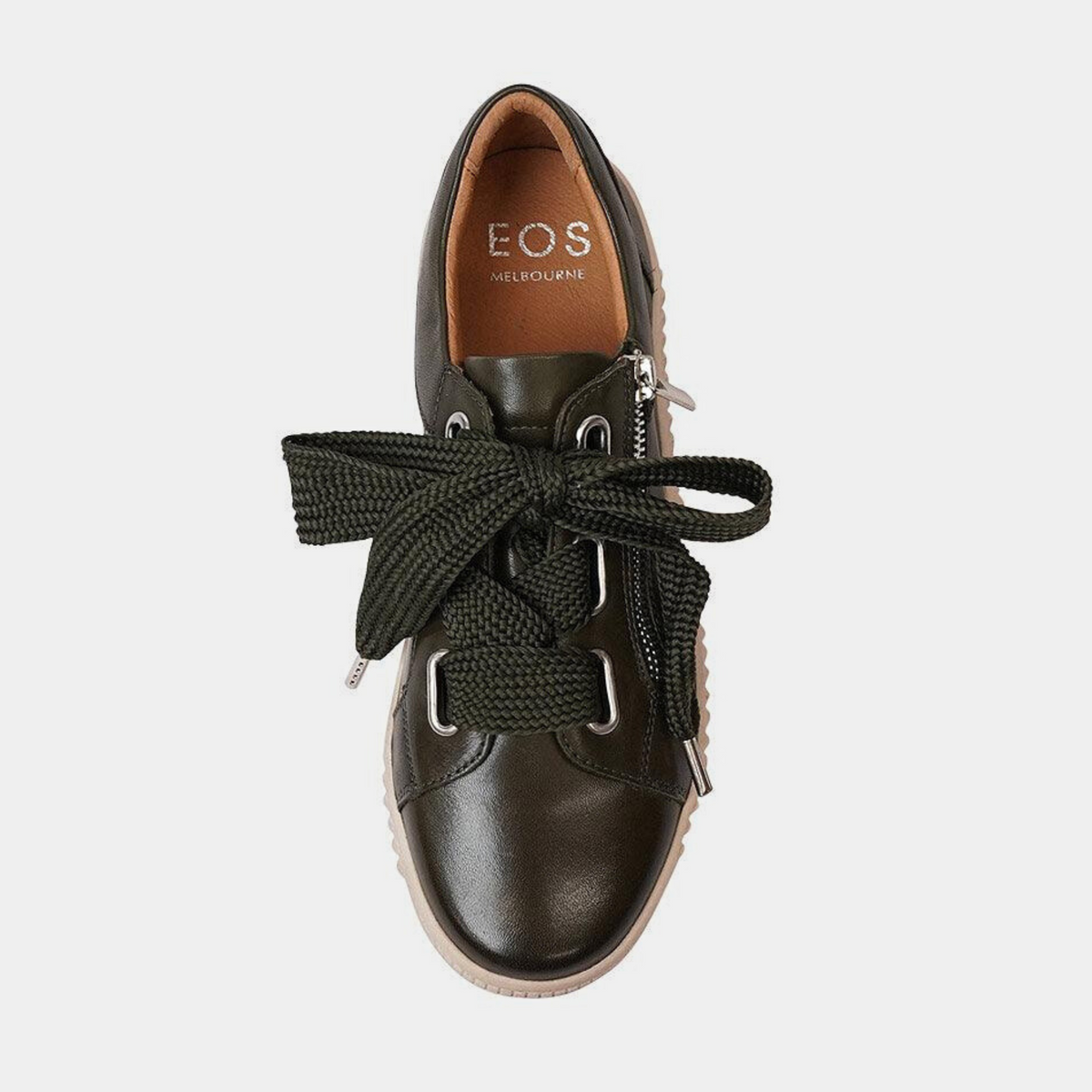 Jovi Dark Olive Leather Sneakers - EOS FOOTWEAR | Shouz