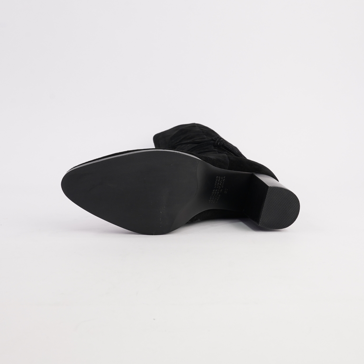 Amirie Black Suede/ Black Heel Knee High Boots