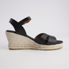 Remi Doya Negro Leather Espadrille Wedges