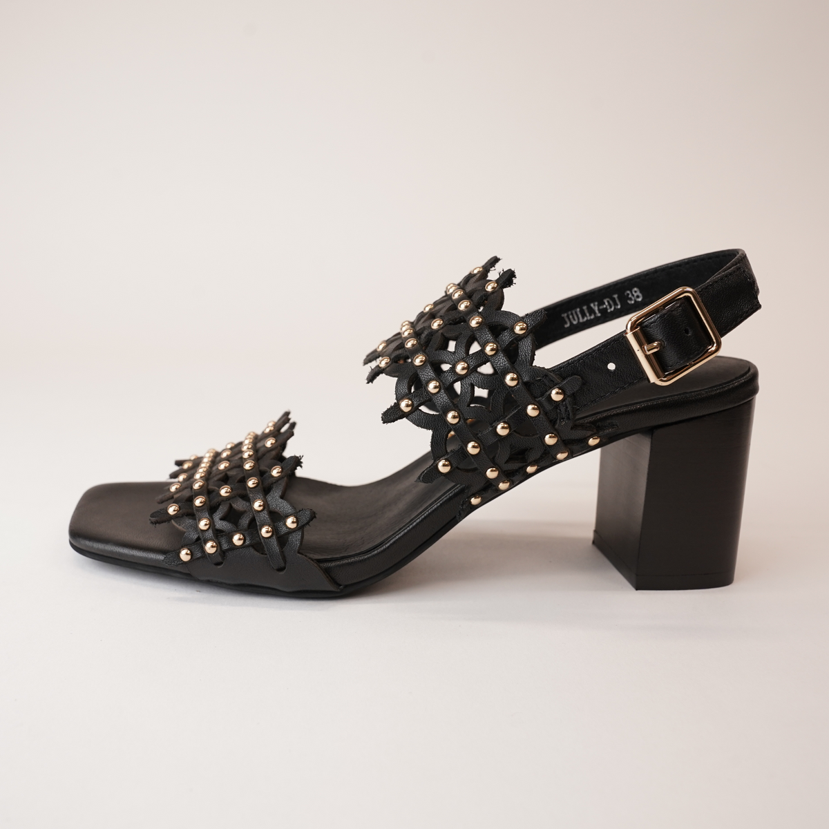 Jully Black/ Black Heel Leather Heels - DJANGO AND JULIETTE | Shouz