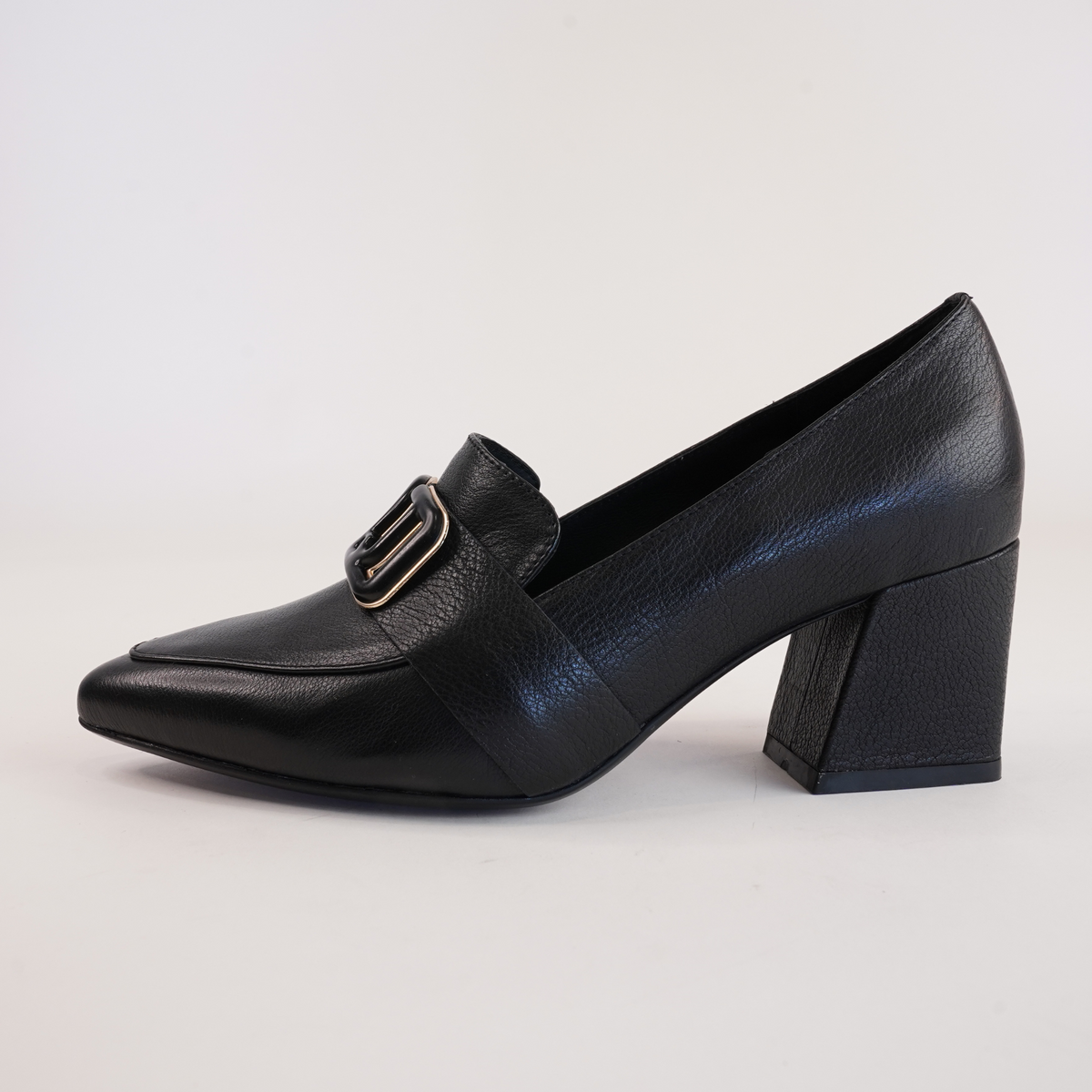 Moseles Blackleather Heeled Loafers
