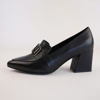 Moseles BlackLeather Heeled Loafers