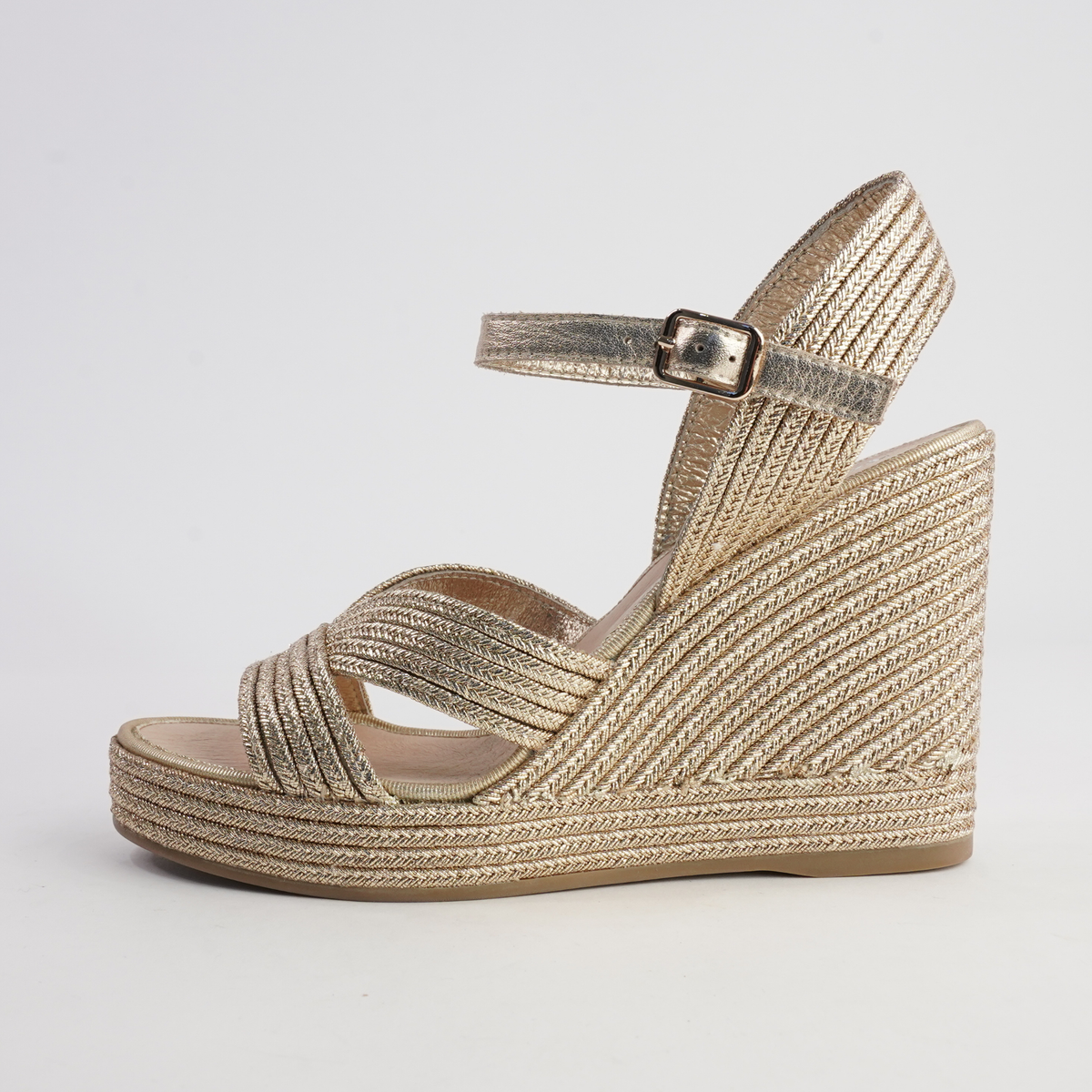 Emarson Gold Rope Espadrille Wedges - TOP END | Shouz
