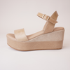 009-Cres-138 Sand Patent/ Suede Leather Wedges