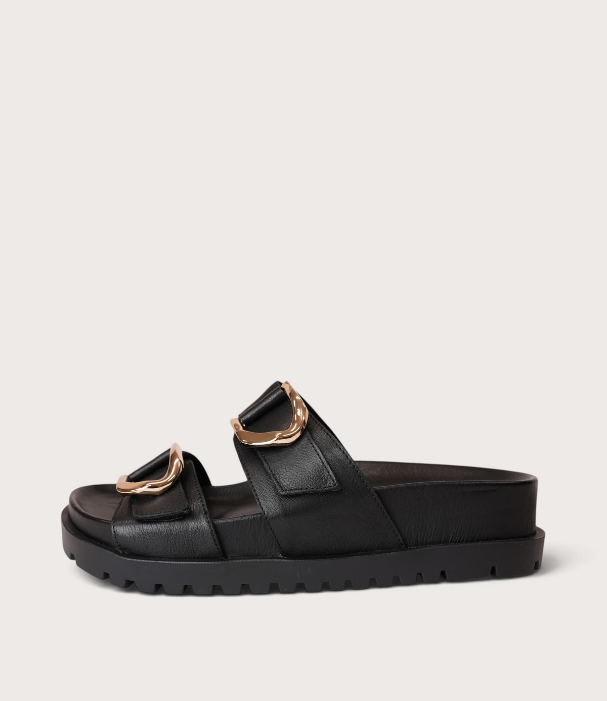 Ullana Black Leather Slides